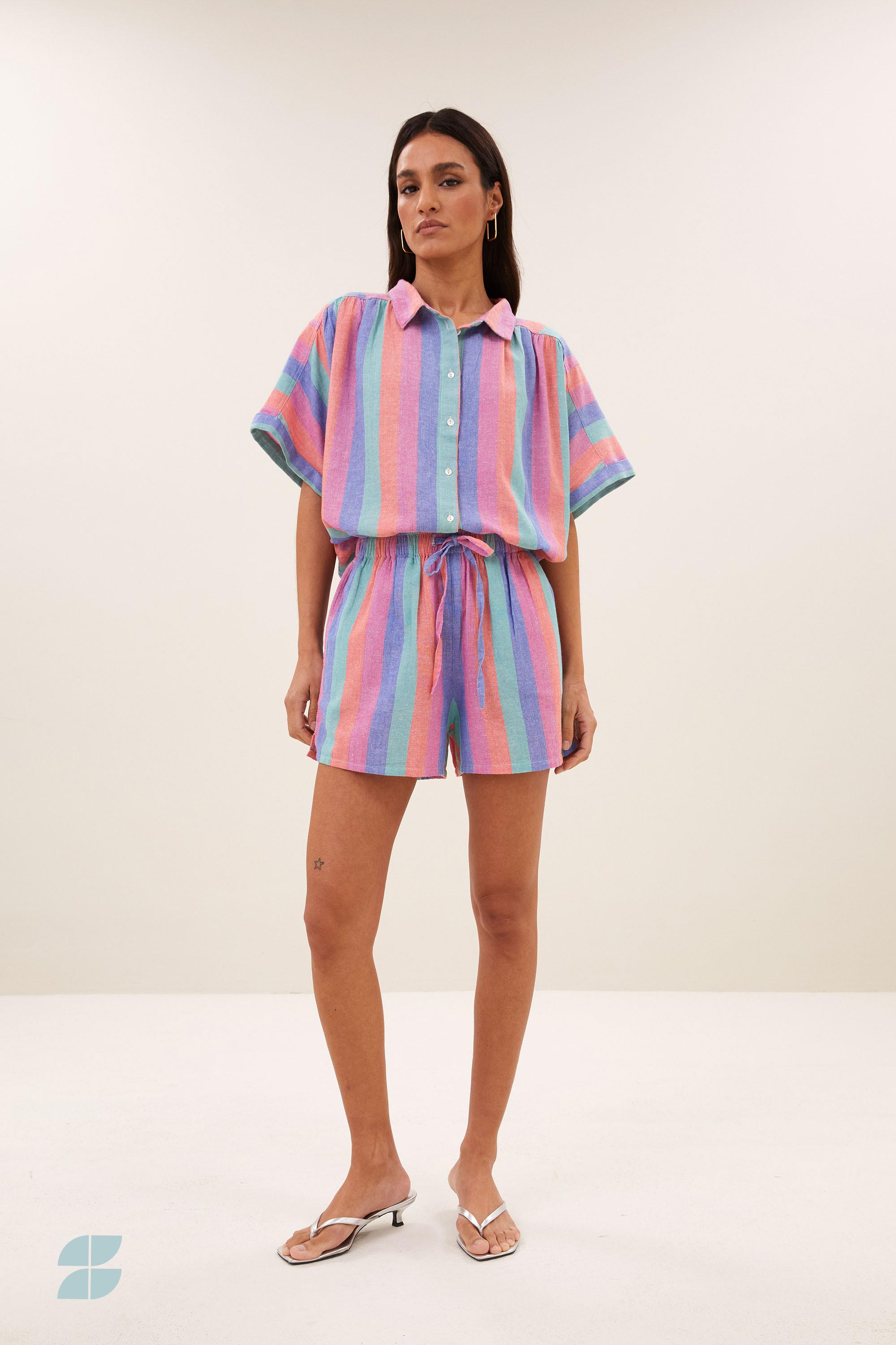 By-Bar Sunny Rainbow Pleats Blouse Damen Bluse multi